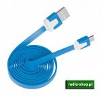 Kabel USB/micro-USB płaski niebieski